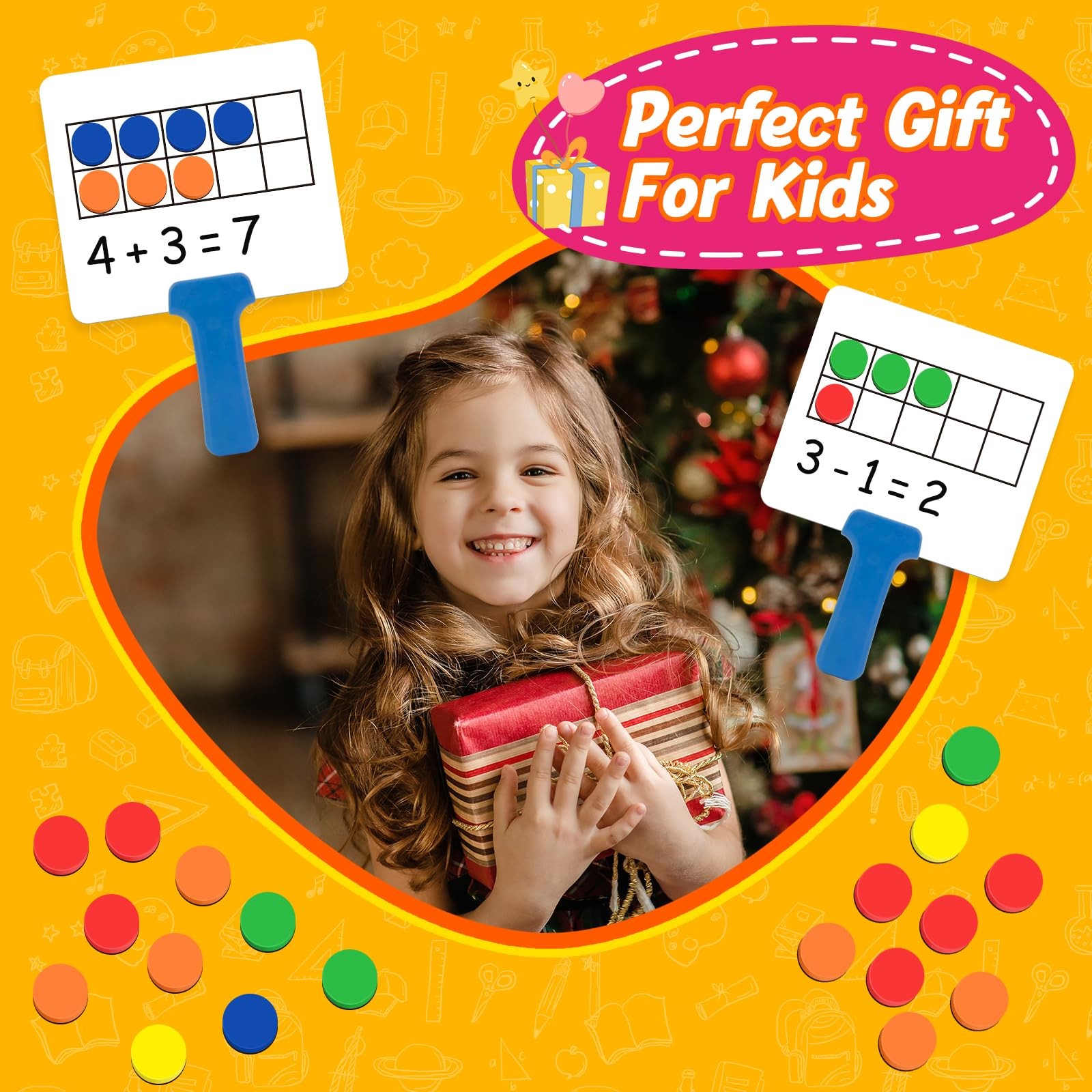 Quilinz Magnetic Ten Frame Set,5 Dry Medium, Red, Orange, Yellow, Green, Blue