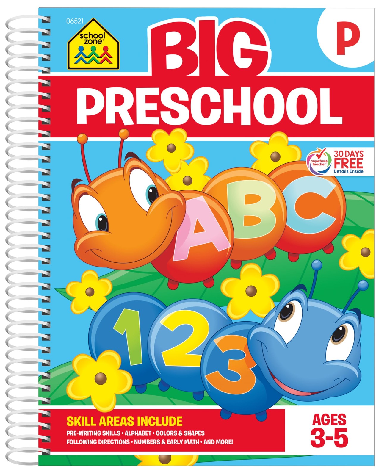 School Zone Big Preschool Workbook: 320 Spiral-Bound Pages, Pre-K, Colors,…