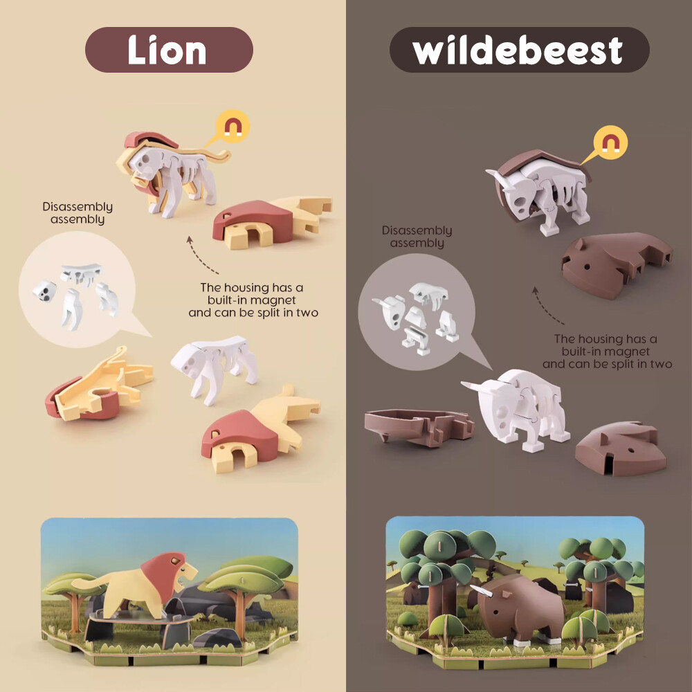 HALFTOYS African Animal Skeleton Assembly Toy Building Blocks