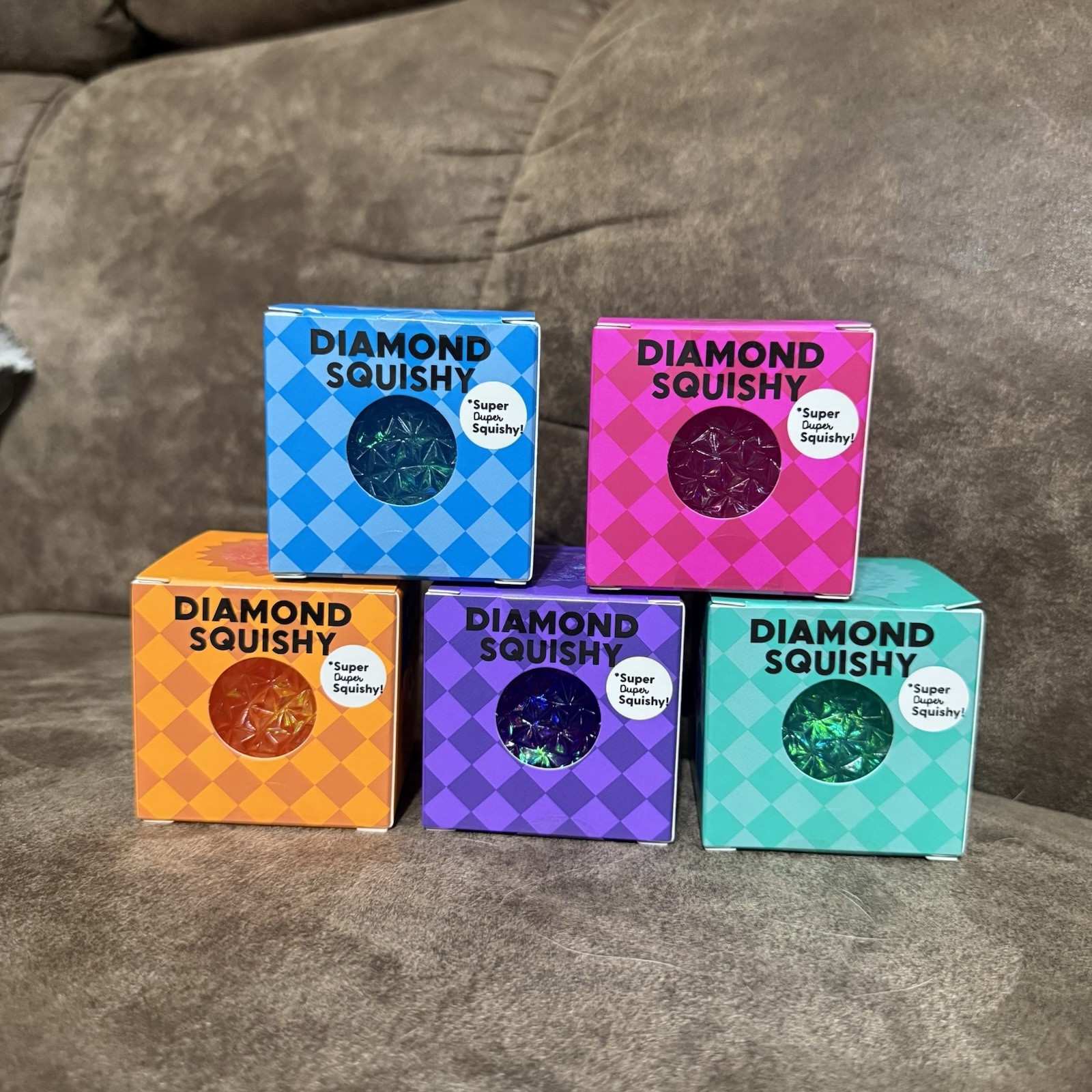 J’adore Diamond Squishy Complete Set Of 5 Teal Orange Pink Purple Blue VIRAL