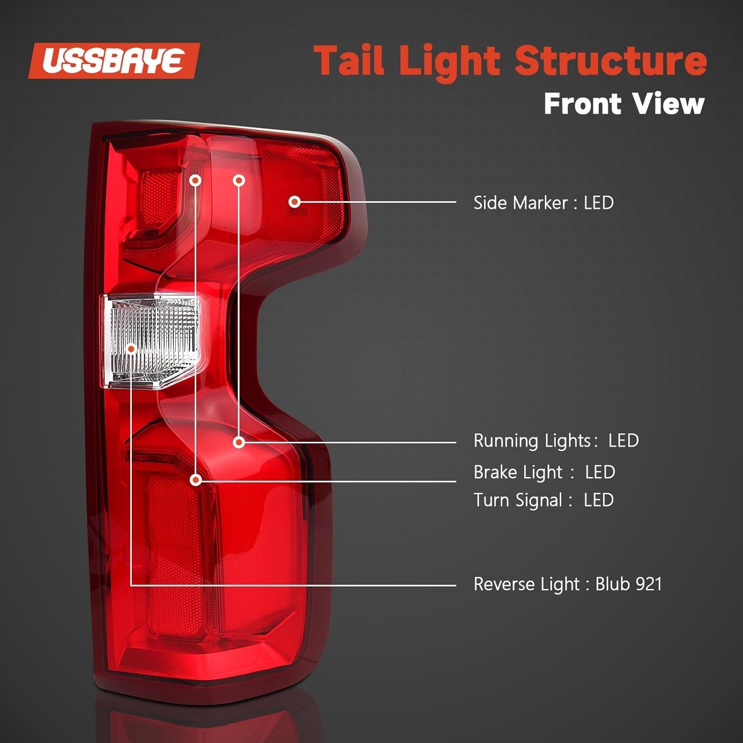 LED Tail Light Compatible with 2019 Right Passenger Side 19-25 Silverado LED