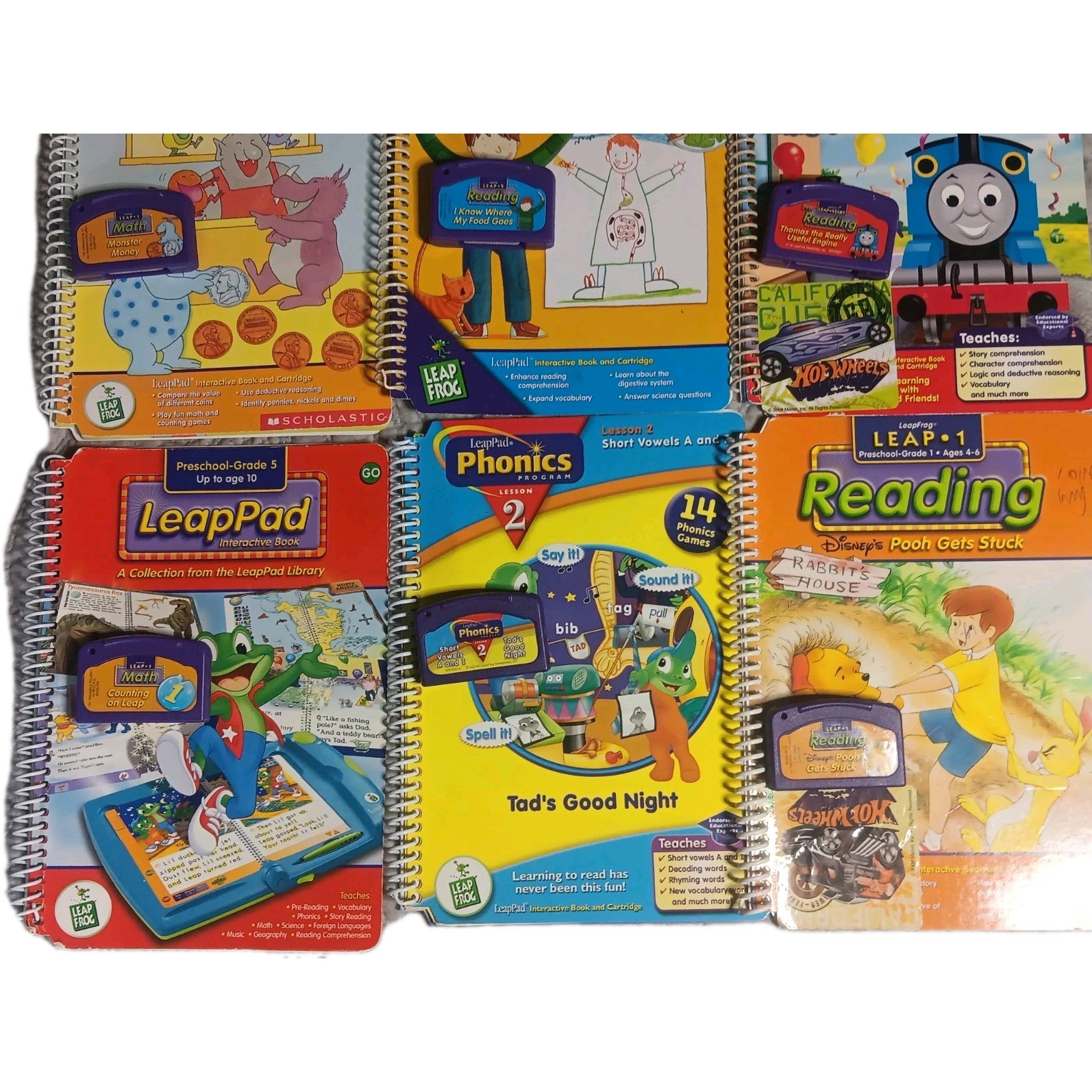 leapfrog leappad books Lot Of 6 Books And 6 Cartridges Clean Working Condition