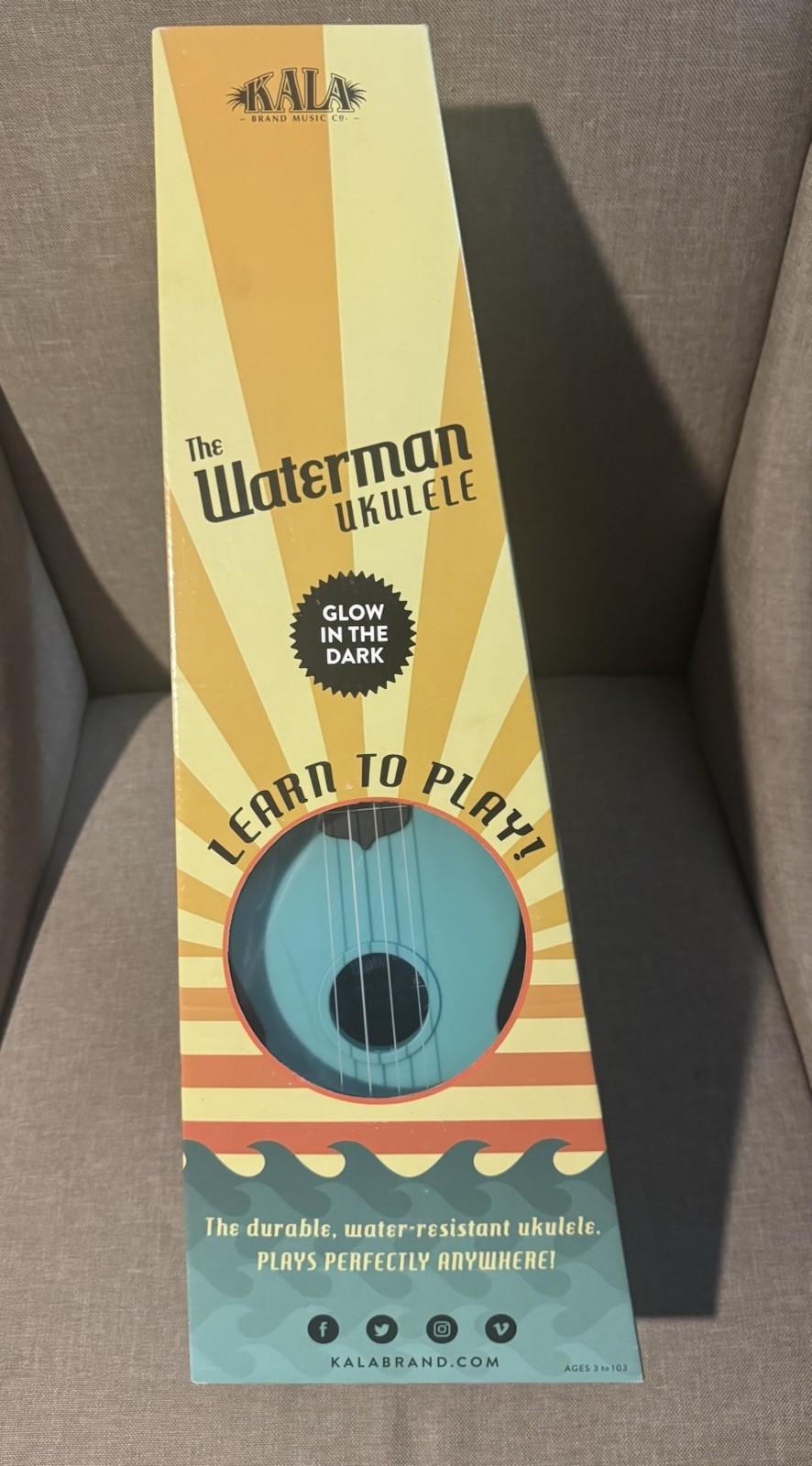 Kala Waterman Glow in the Dark Blue Ukulele 4-String Standard Body