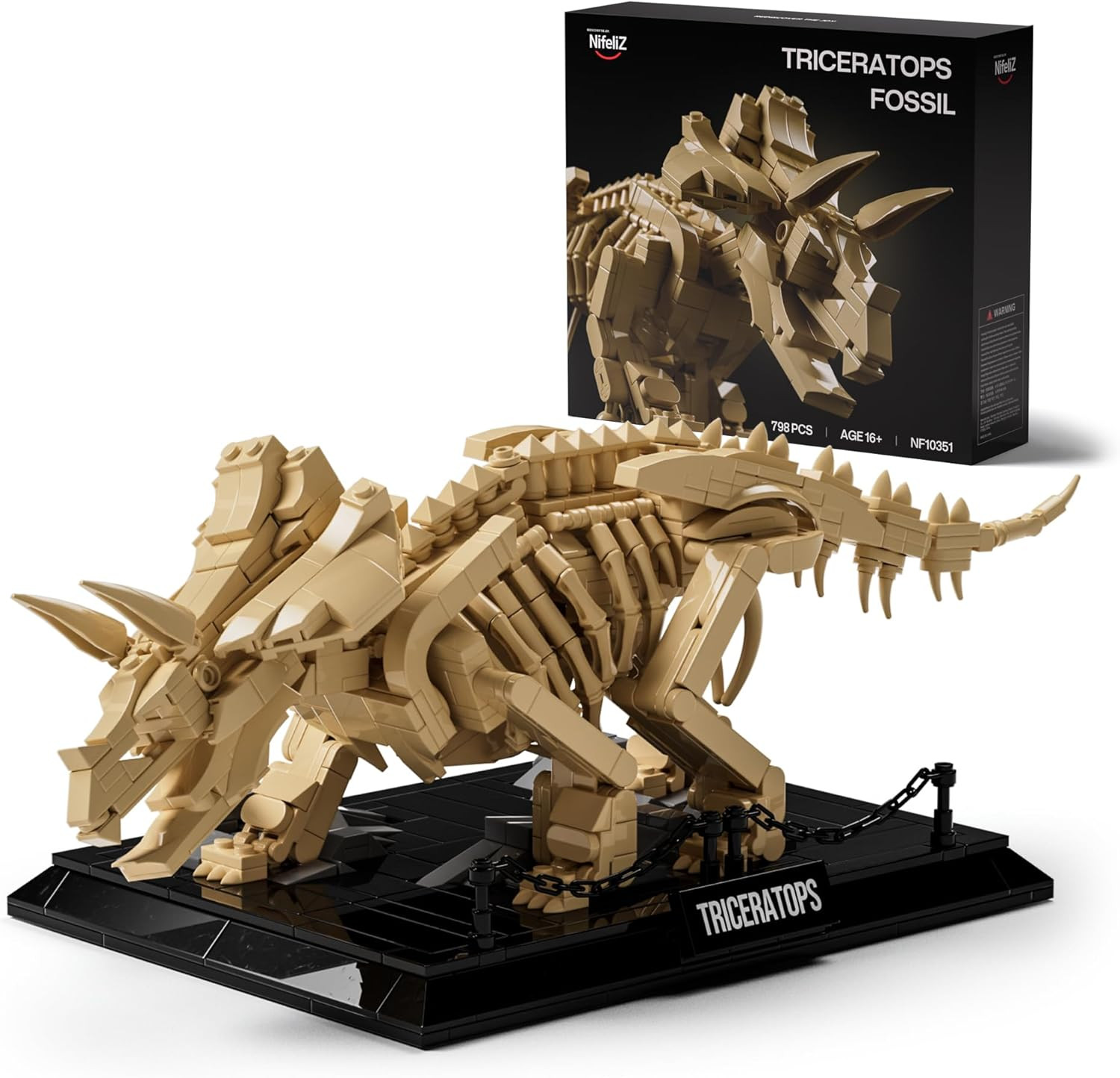 Triceratops Fossil Model Set, Dinosaur Skeleton Building Set for Adults and Coll