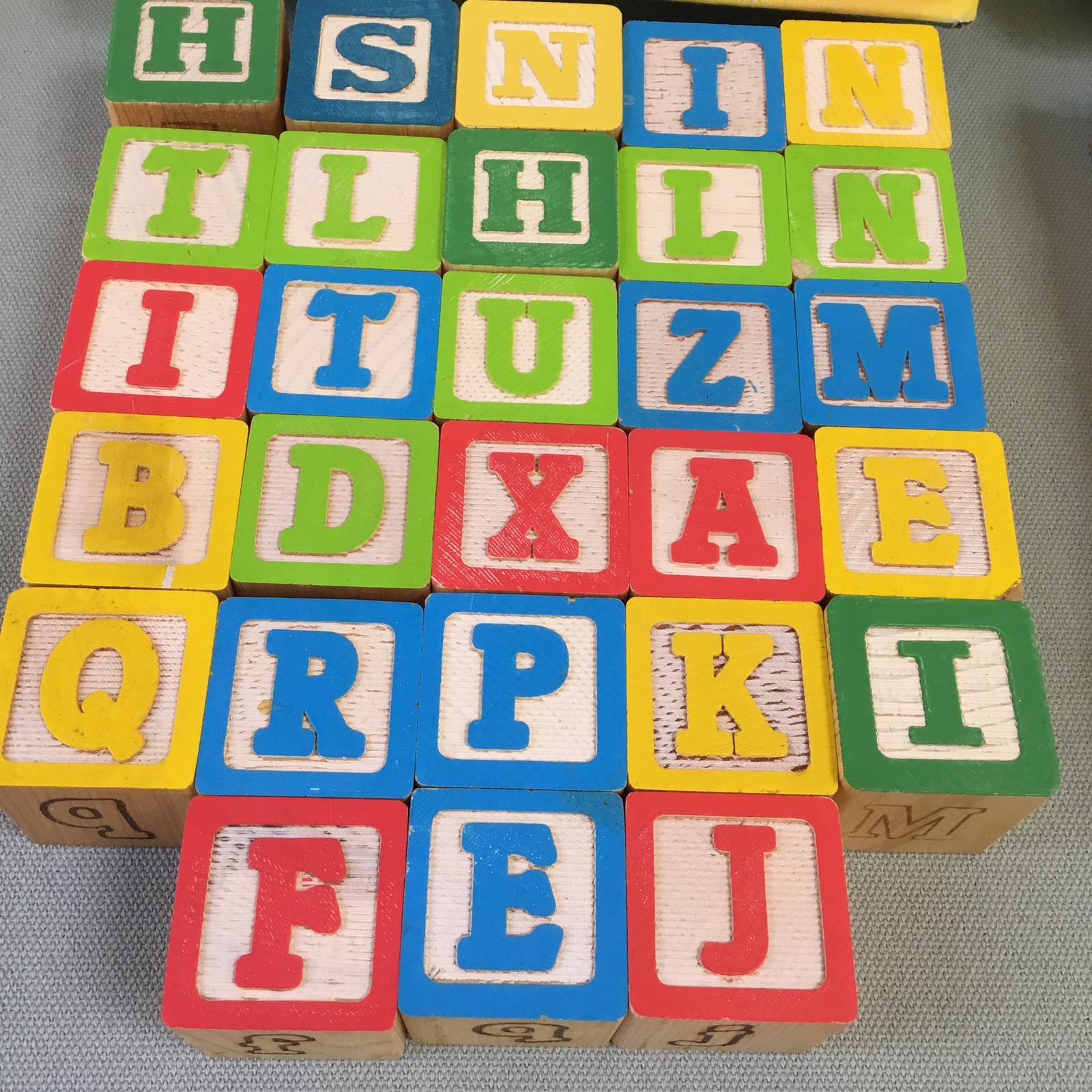 73 Vintage Wood Alphabet ABC Letter Building BLOCKS Playskool + Numbers Pictures