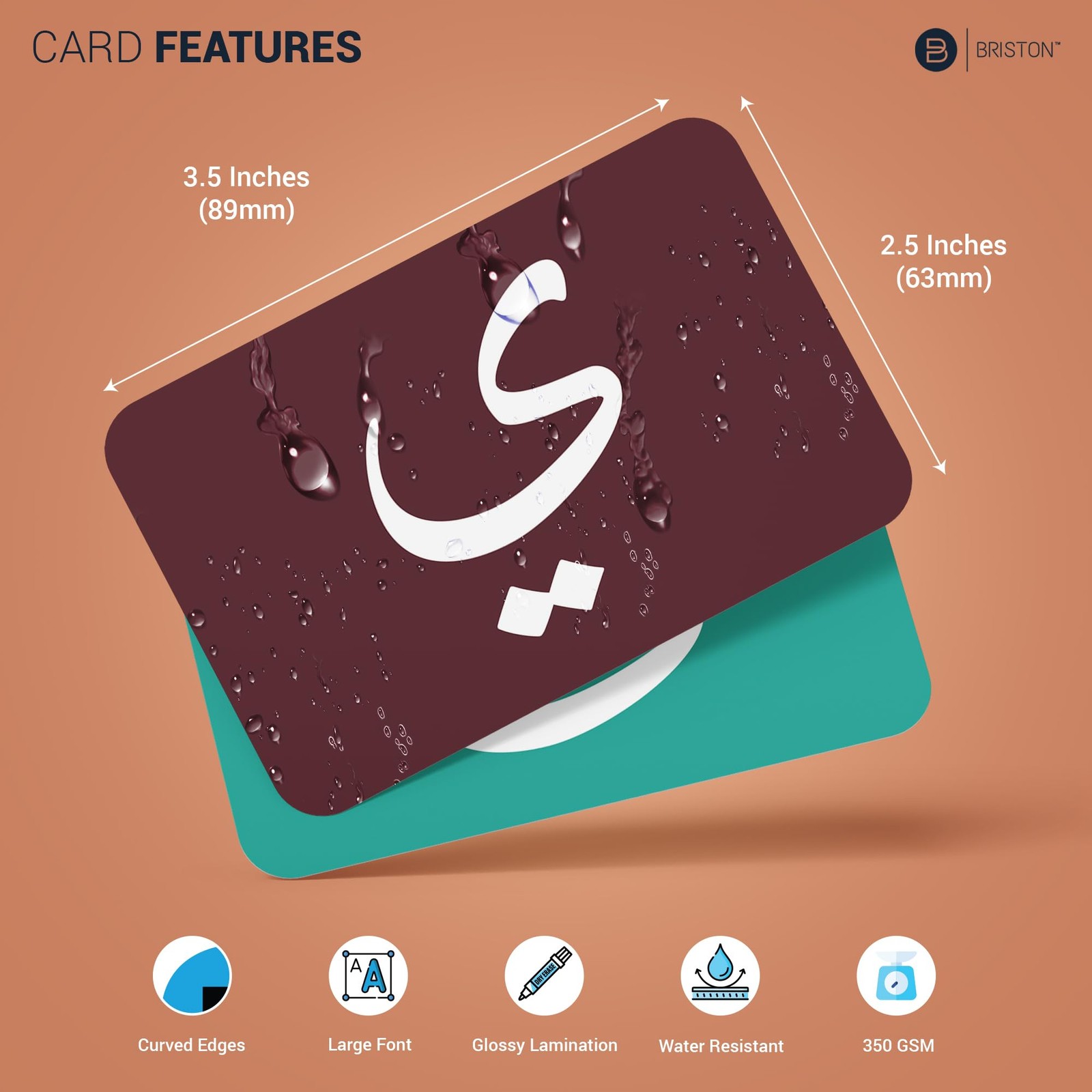 Briston Arabic Standard Flash Card Size (3.5 x 2.5 Inches), Multi-color