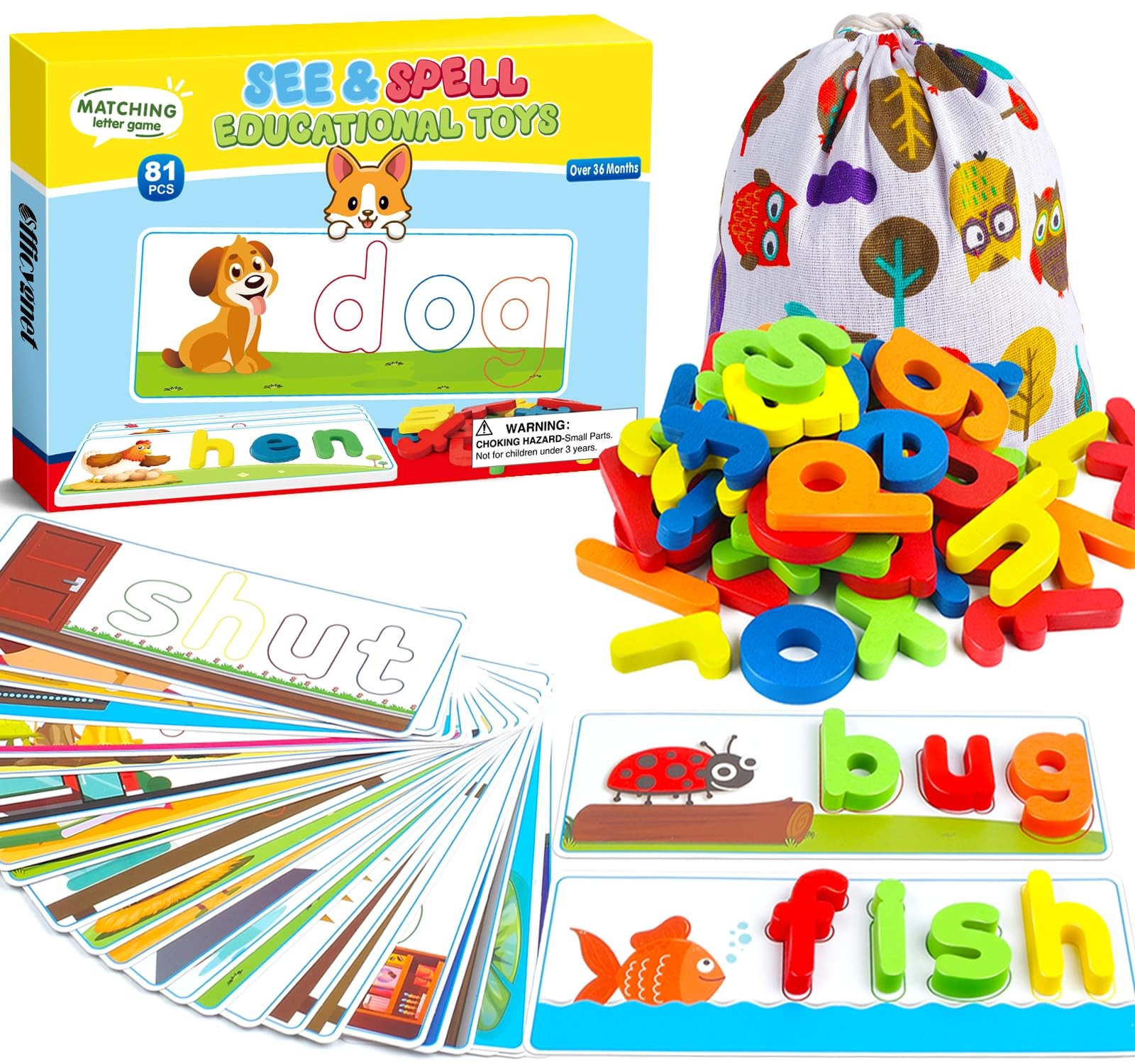 Learning Toys for 2 3 4 5 6 Years Old Boys and Girls, See & Spell CVC Word Bu