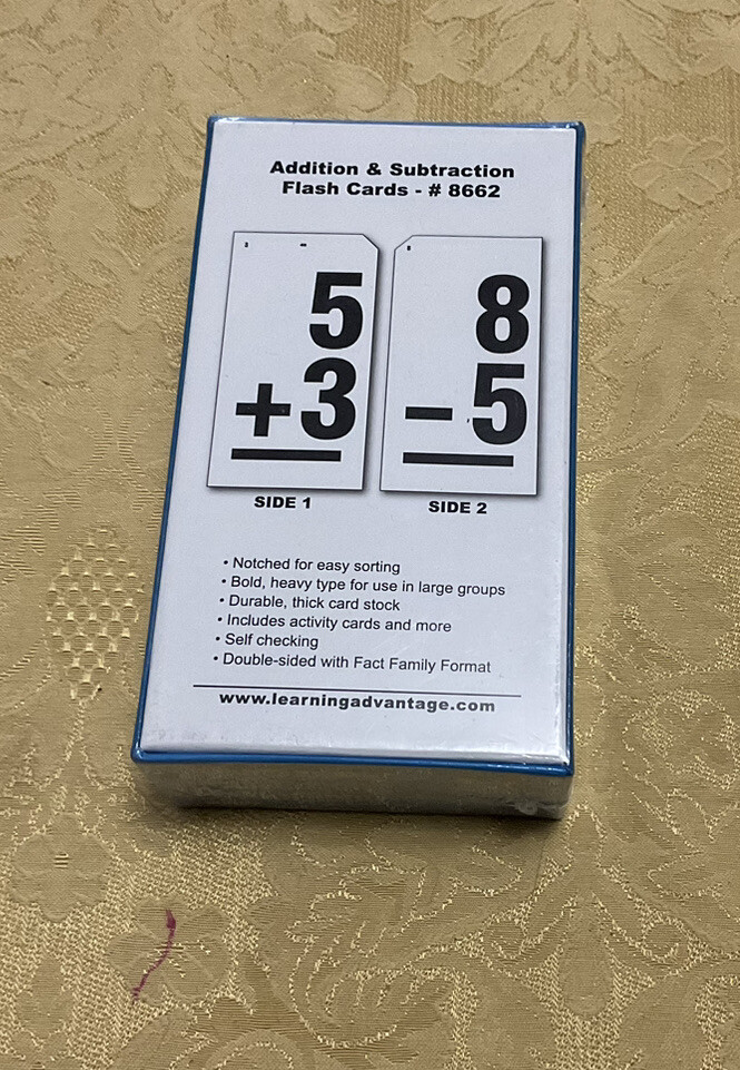 Double-Value Vertical Flash Cards – Addition & Subtraction Set – Set of 81 New