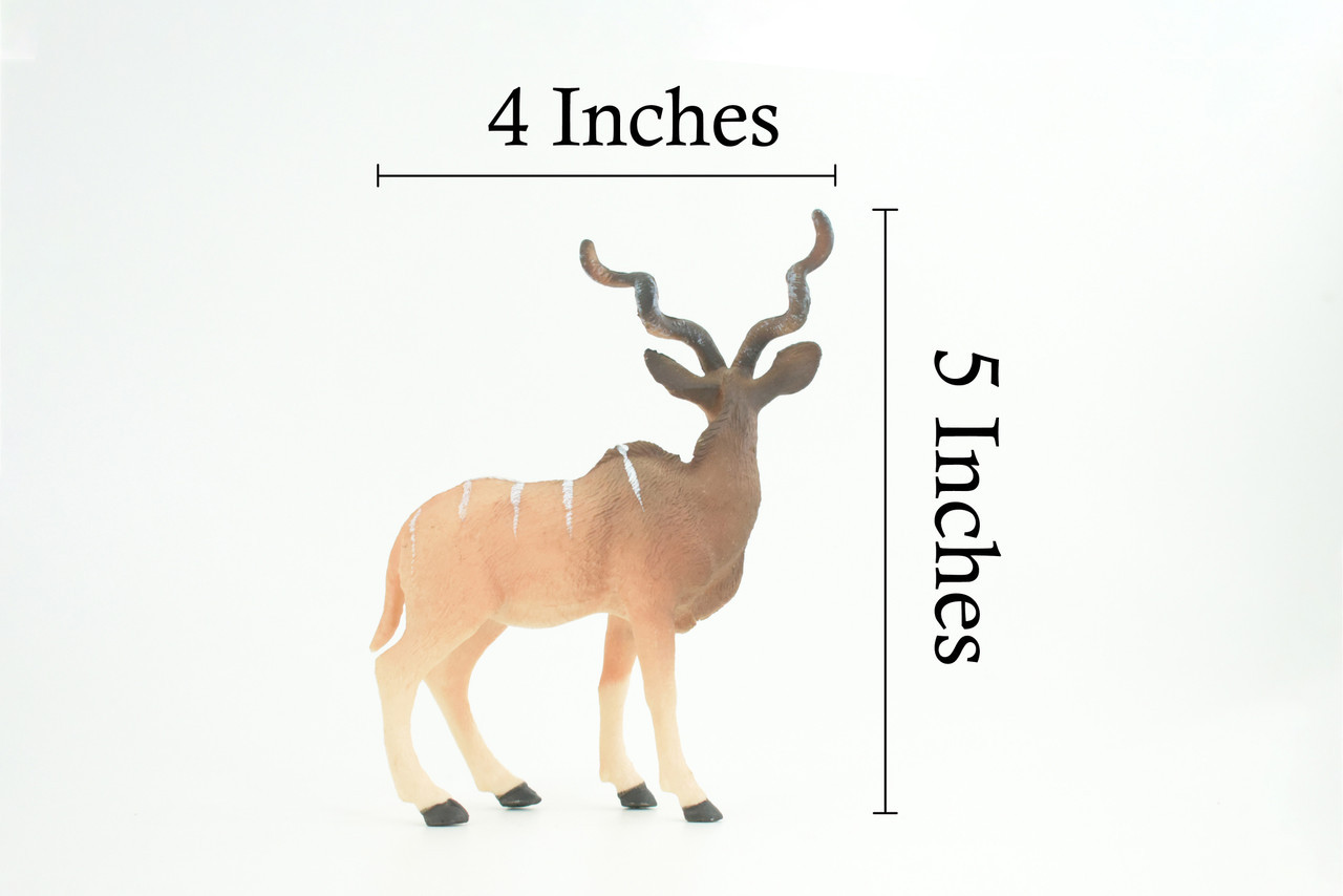 Kudu Antelope Toy, Realistic Hand Painted Rubber Model, 4 Inches CH971 BB212