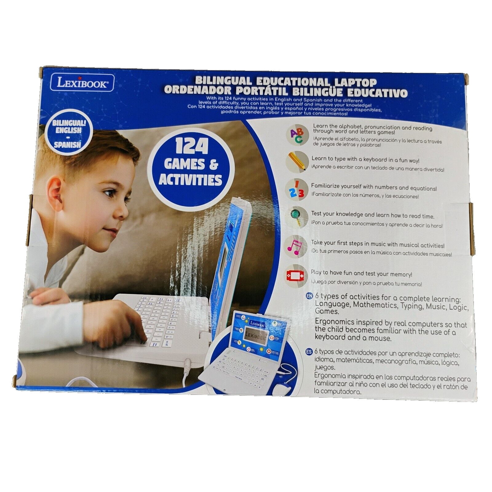 LEXIBOOK, Educational and Bilingual Laptop Spanish/English 124 Activities