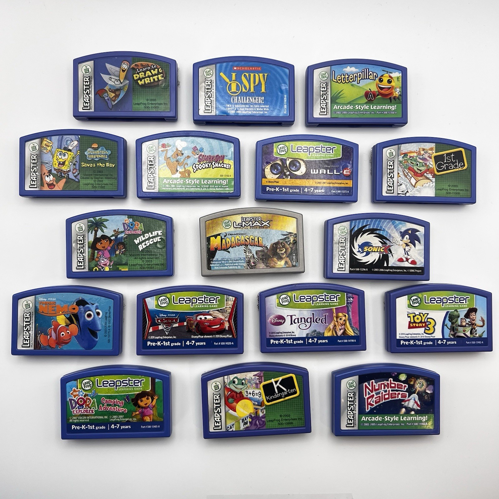 LeapFrog Leapster Learning Game Lot of 17 Disney Princess, Dora, Sonic, Spongbob
