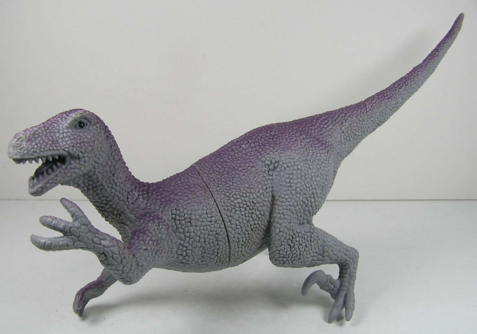 Greenbrier Gray Purple Velociraptor 9″ Long Hard Plastic Dinosaur Figure