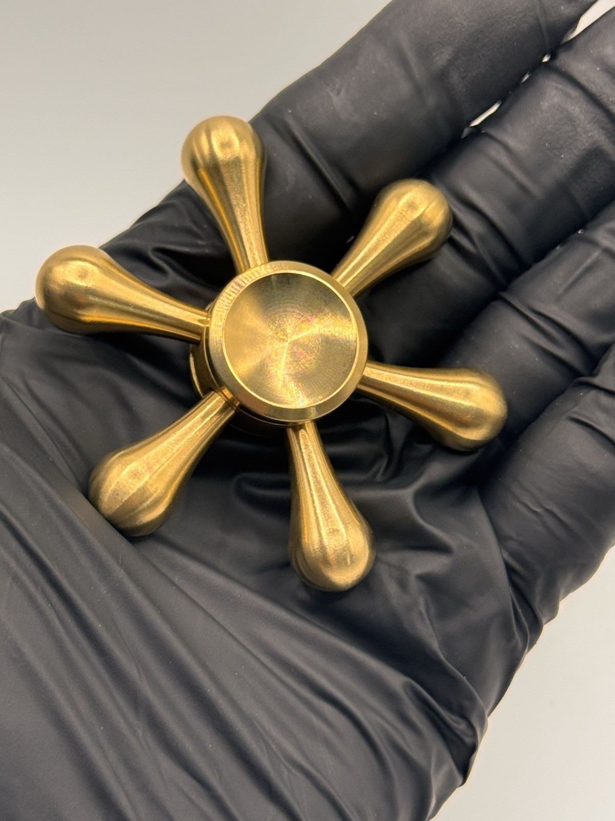 Six Arm Solid Metal Brass Fidget Spinner All Metal Toy Adults Kids Boys Girls