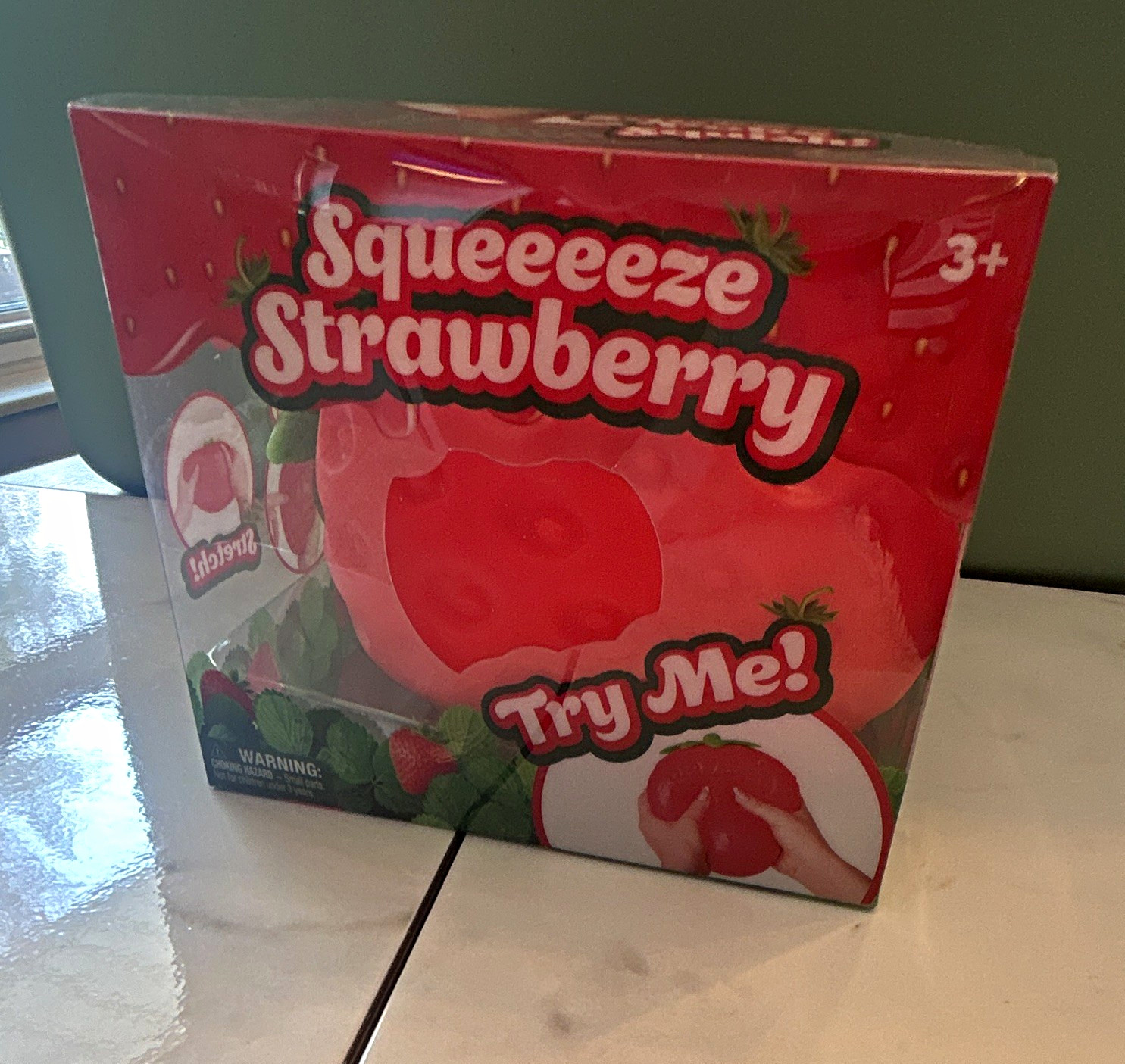 Sunny Days Squeeeeze Strawberry Gel Tactile Squeeze Toy Red/Green Squishy