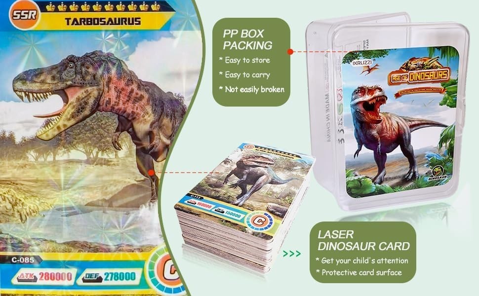 Dinosaur Flash Cards, 42 PCS Collectible Dinosaur Trading Cards for Kids, Prehis