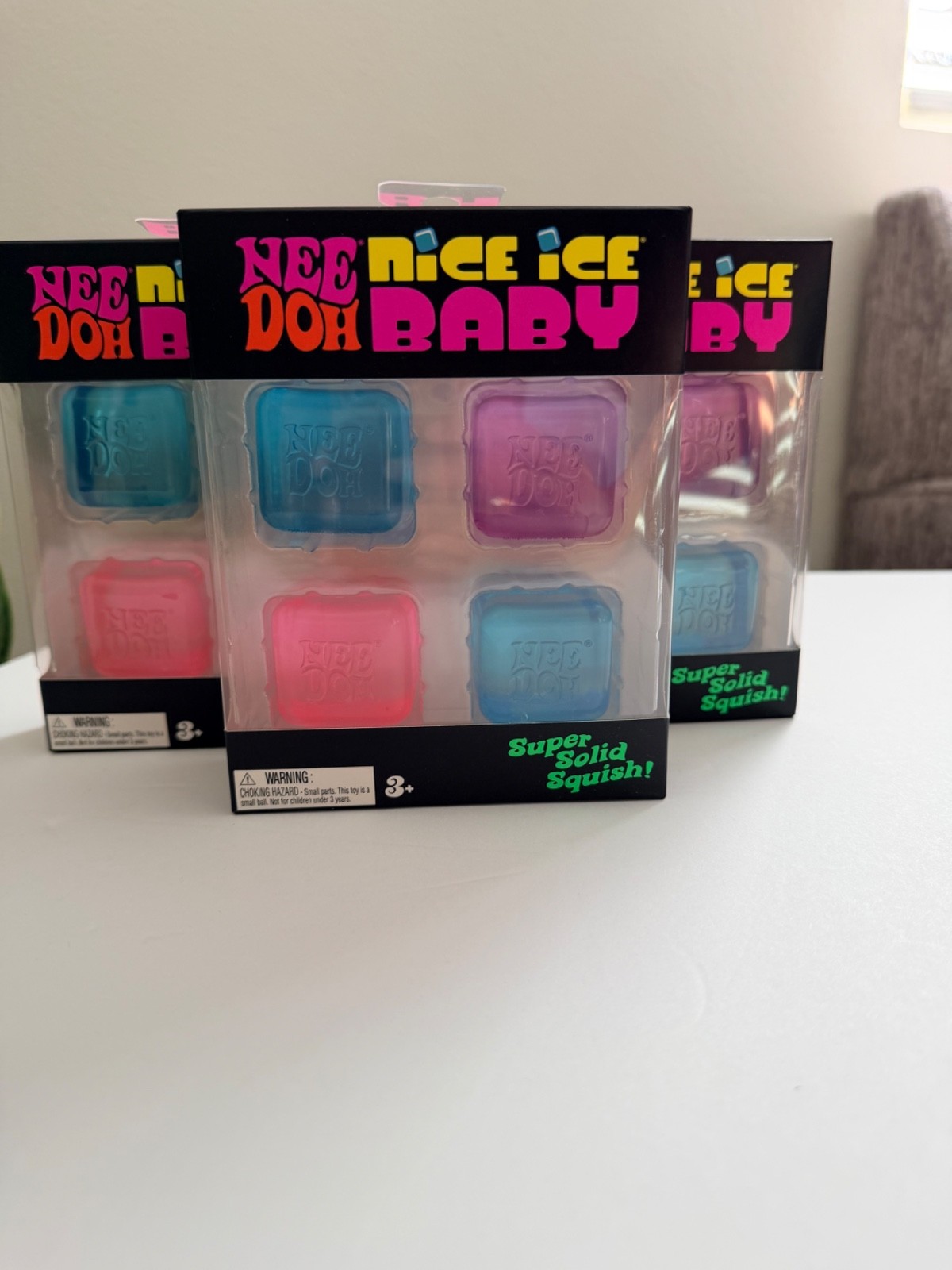 NeeDoh Nice Ice Baby 4 pack, Set of Four Nee Doh Mini Nice Cube Pink Blue Purple