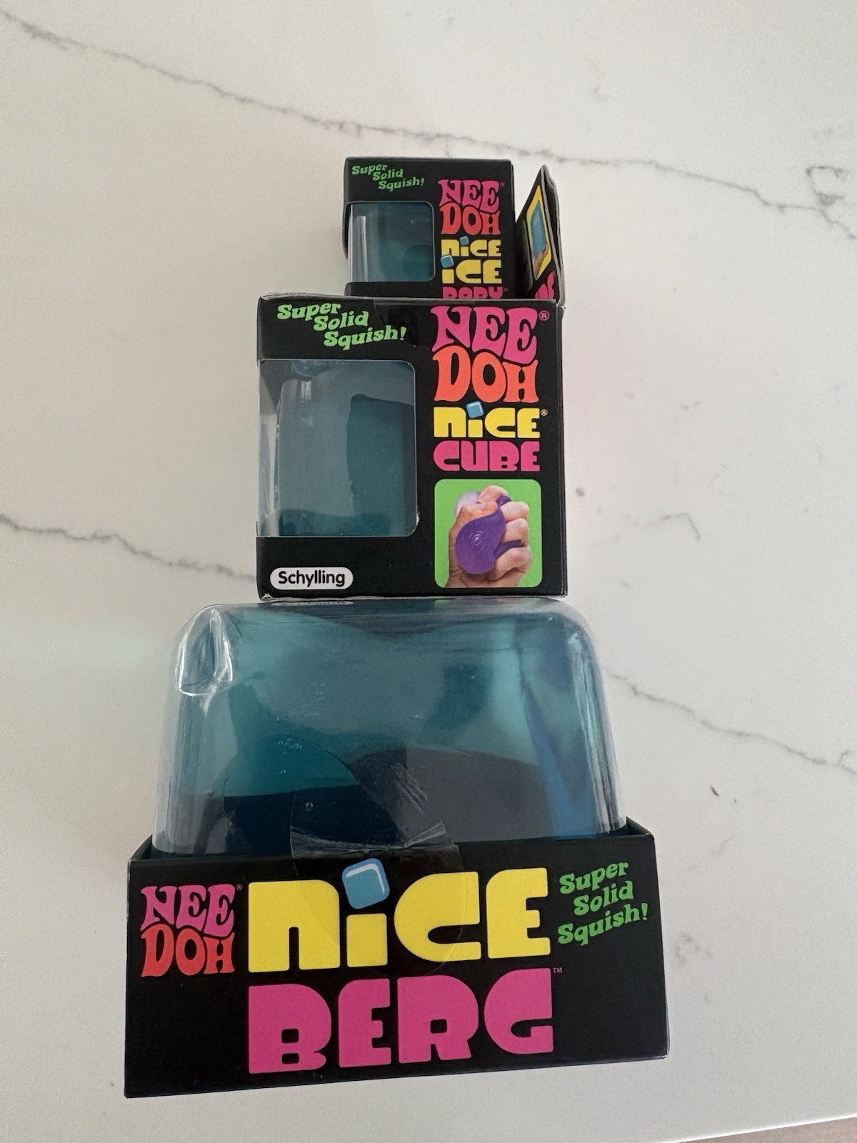 NeeDoh Nice Berg Nice Cube Nice Ice Baby Lot of 3 Super Solid Squish NEW Sensory