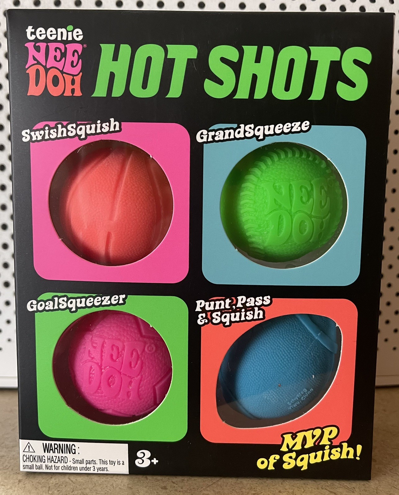Nee Doh Hot Shots Tactile Squeeze Toy Set Red Green Pink Blue Ages 3+