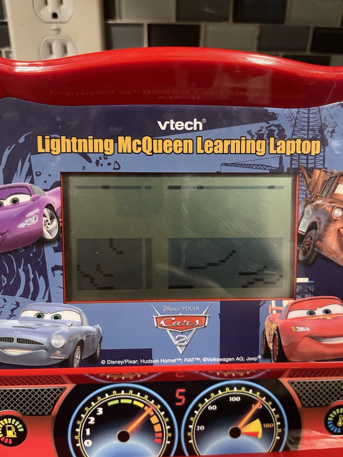 VTech Disney Pixar Cars 2 Lightning McQueen Learning Laptop Half Of Screen Works