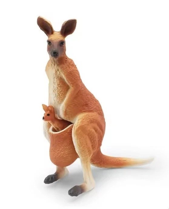 Red Kangaroo with Joey Animal Figure Toy PVC Doll Small Figurine Birthday Gifts