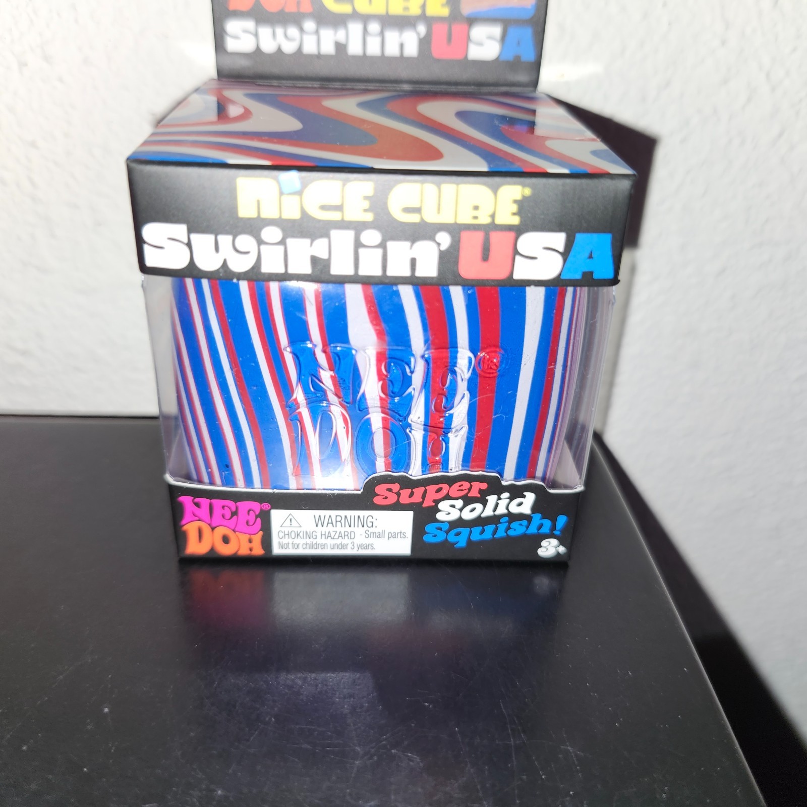Nee Doh Nice Cube Swirlin’ USA Super Solid Squish Toy Red, White & Blue! VHTF