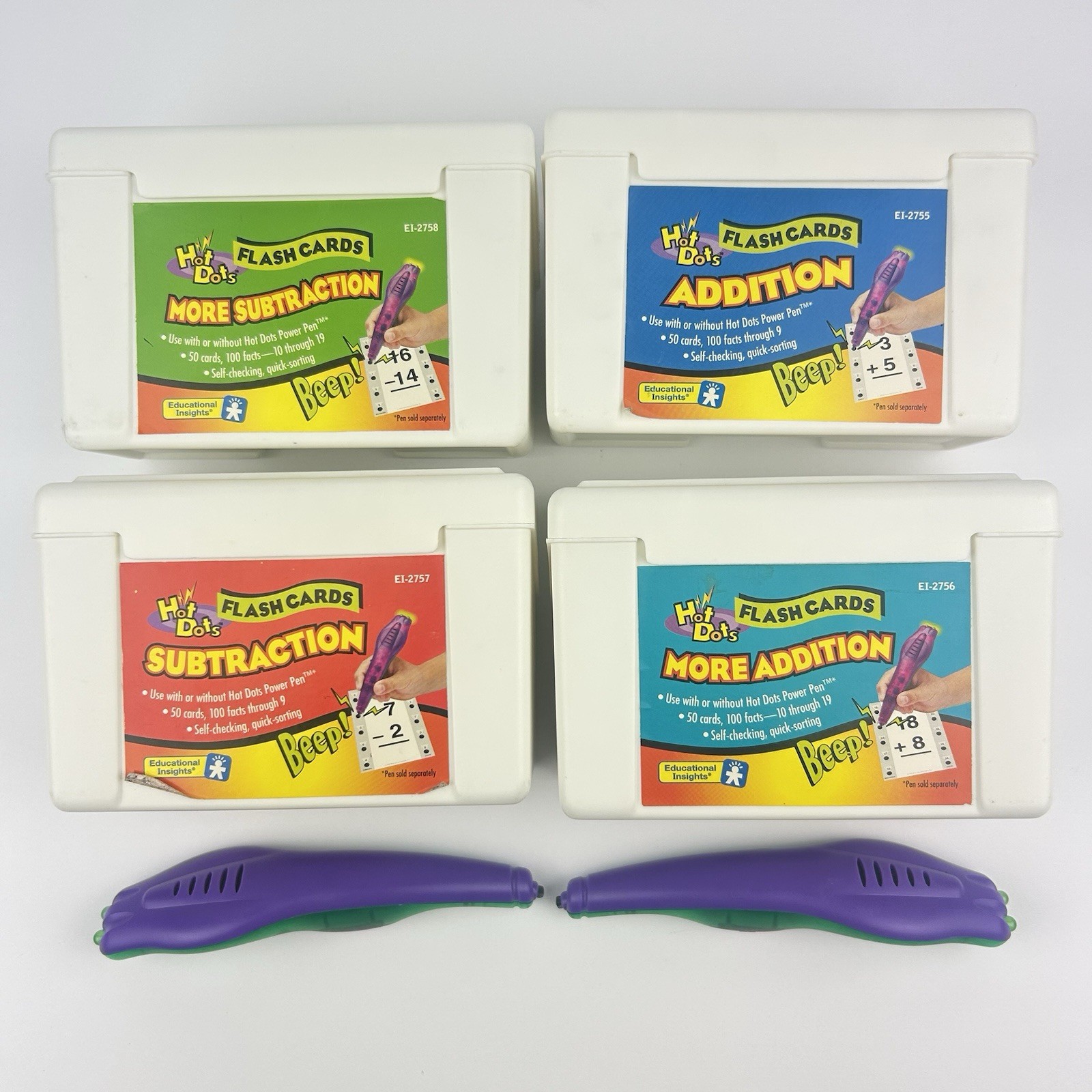 Vintage Education Hot Dots More Subtraction Addition Math Flash Cards with PENS