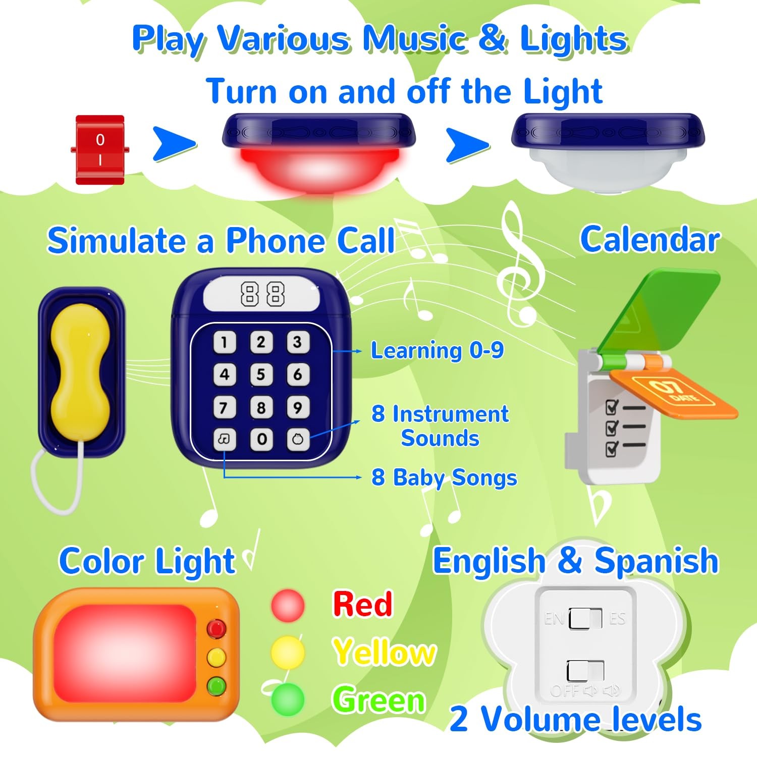 MFEESYOB Montessori Toys 9.05 x 2.36 x 10.23 inches, Red, Yellow, Green, Blue
