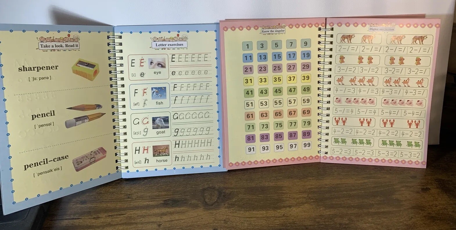 7 Lot Kids Sank Print Reusable Books~Spiral Bound~Handwriting Education