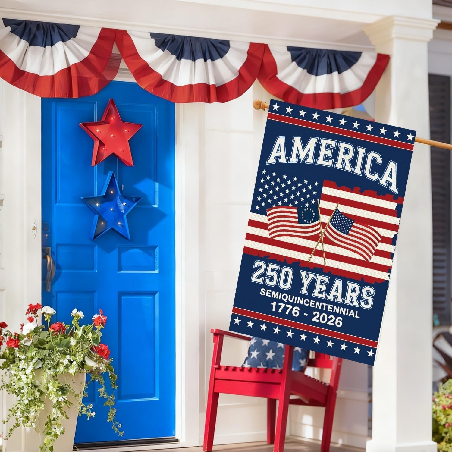 Baccessor 250th Anniversary America House Flag 28×40 Inch Double Sided,250 An…
