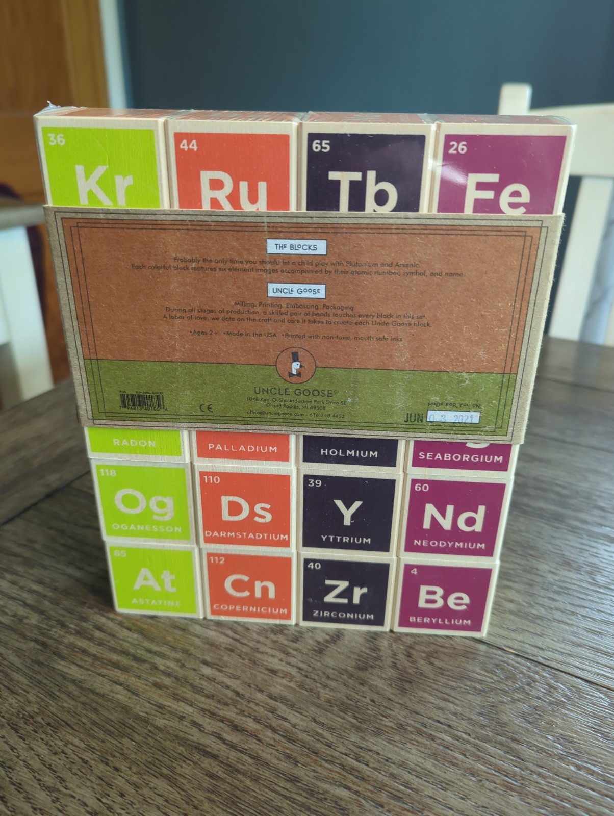 Uncle Goose Periodic Table Elemental WOOD BLOCKS Set of 20 Multicolor NEW