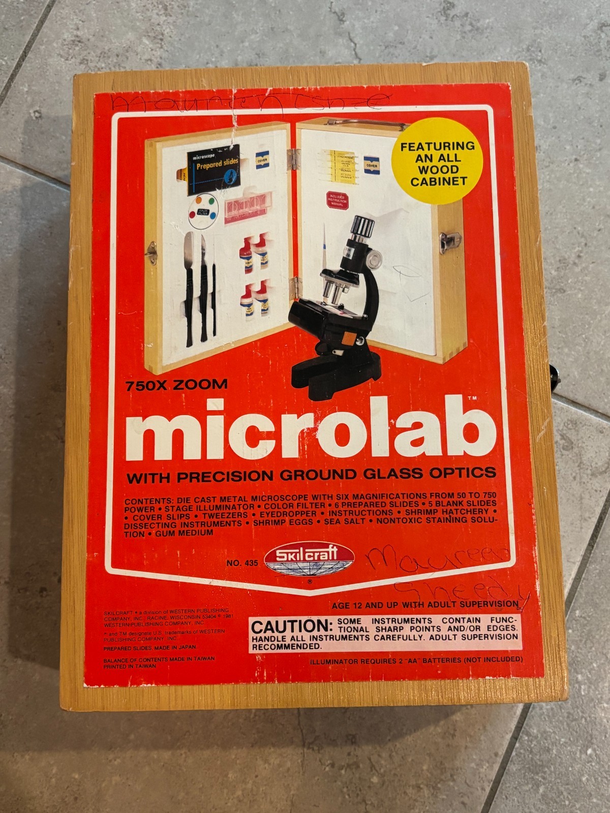 Vintage 1960s Skilcraft Microlab No 435 Microscope Lab Kit 750X Prepared Slides