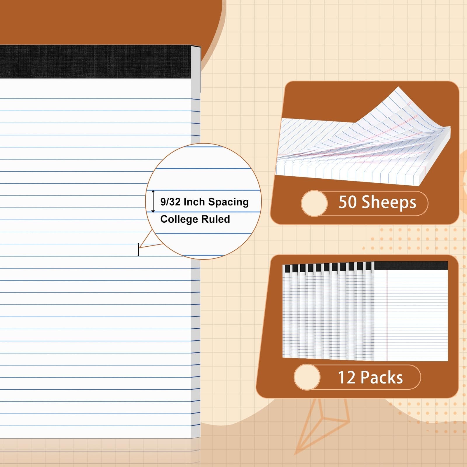 Legal Pads 8.5 X11, Narrow Ruled Notepads, 12 Pack, 50 Sheet/Pad, White Legal…
