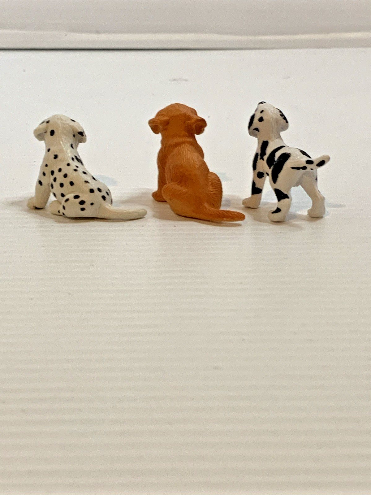 Miniature Puppy Toy Set 3 Plastic Dogs Dalmatians & Golden Retriever