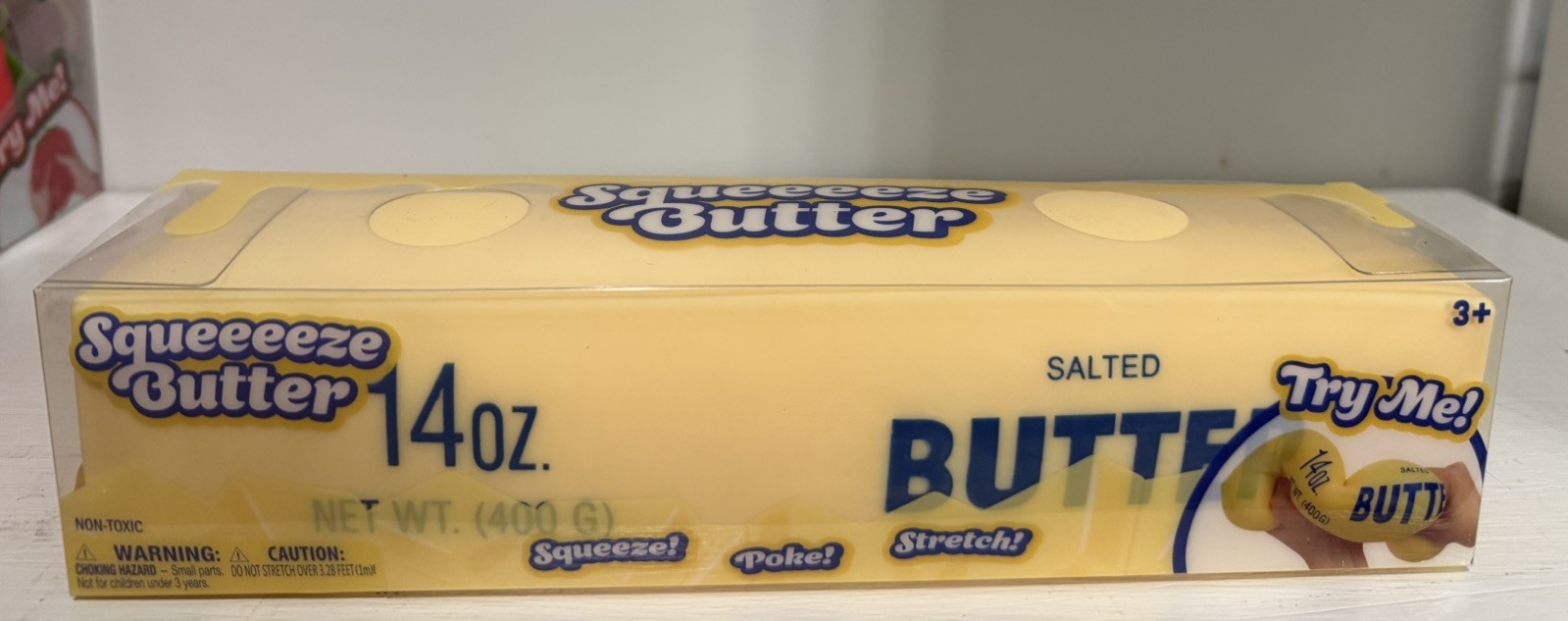 Case of 6 toymendous jumbo squishy butter in display case.