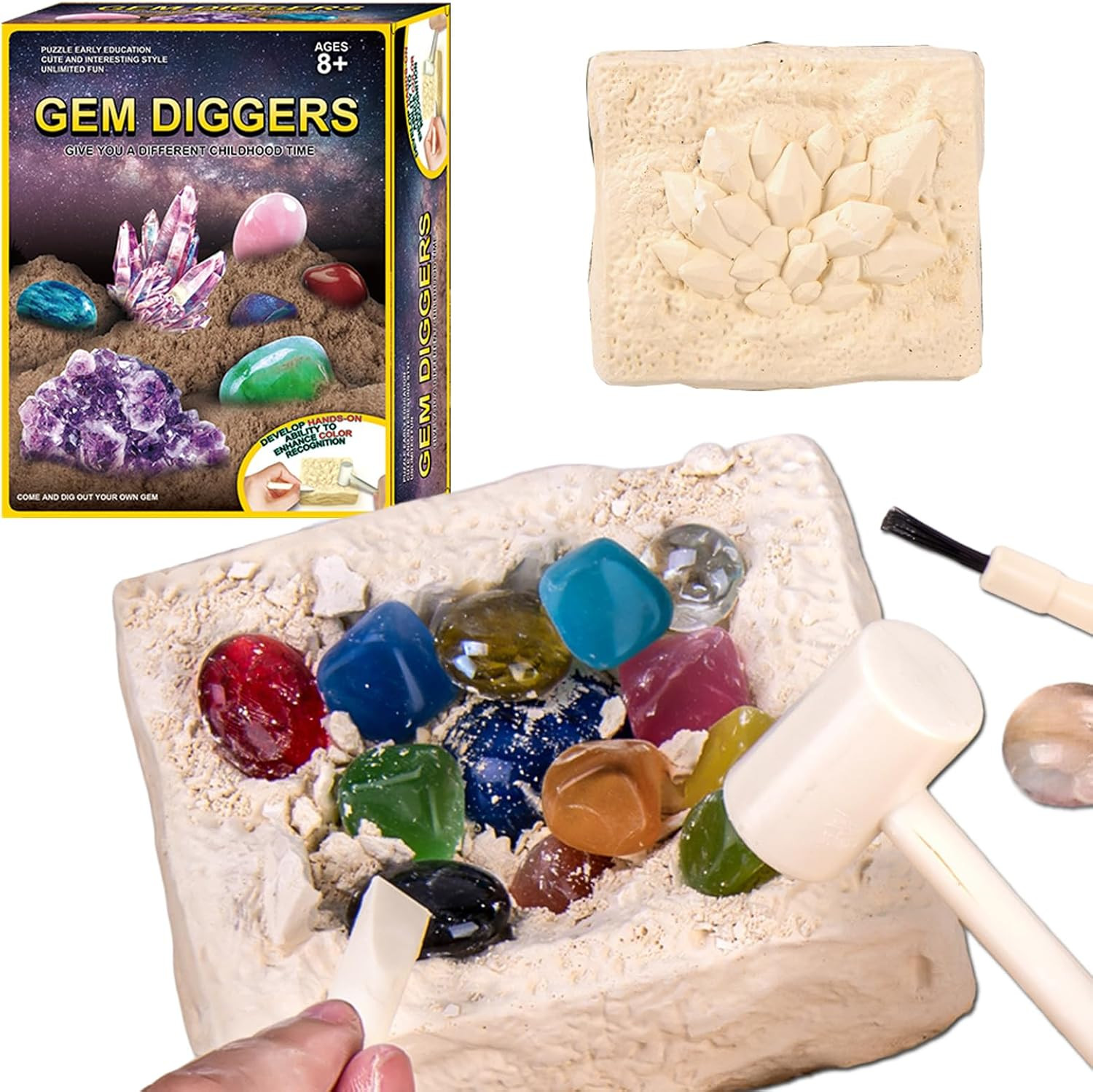 Gemstones Dig Kit Earth Science Kits for Kids Age 6-8-12-14, Birthstone Gemstone