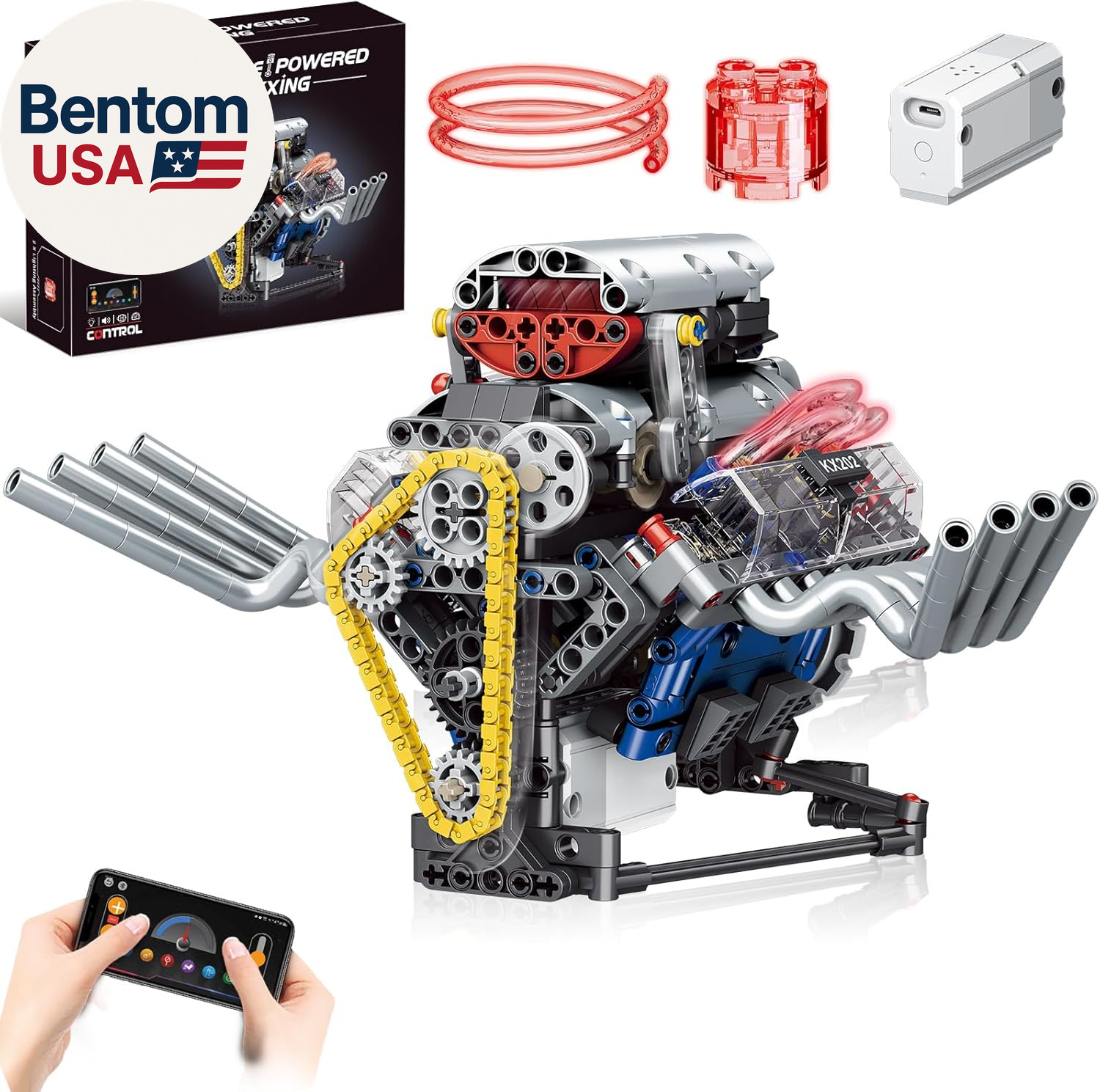 V8 Engine Building Set,Build Your Own Mini Engine That Works, Physical Science E