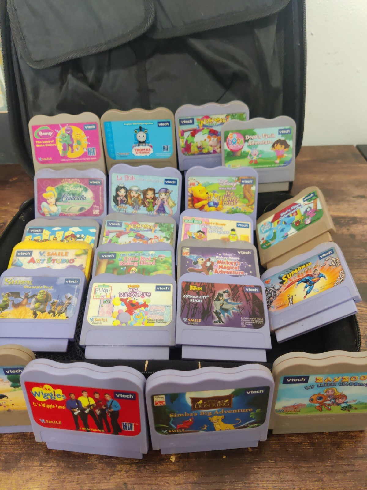 VTech VSmile Lot of 22 Game Cartridges Disney Shrek Elmo Blues Clues Batman