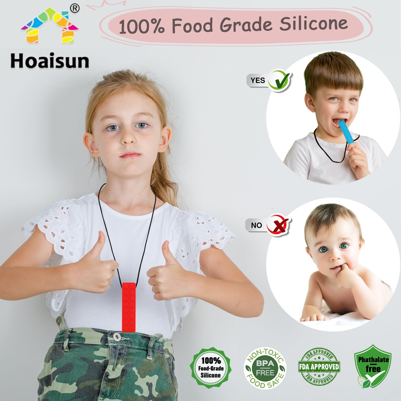 Chewy Necklaces for 2.7*0.7 Inch, Red, Yellow, Blue, Green, White, Black