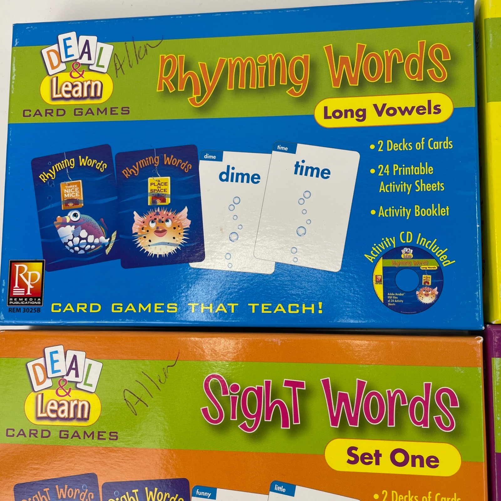 4 Deal & Learn Card Games Rhyming, Opposite & Sight Words + Activity CDs Remedia