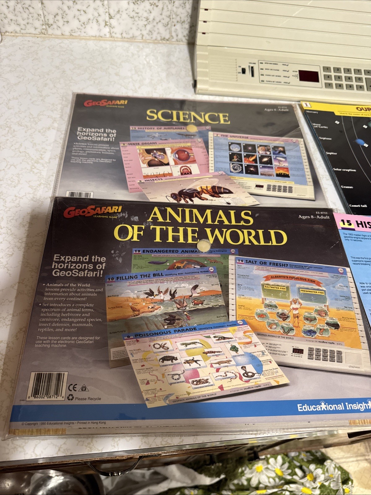 GeoSafari Electronic Learning Game EI-8800 Tested Works 3 Sets 60 Cards