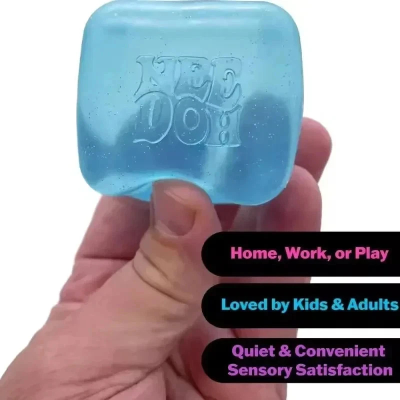 Schylling NeeDoh Nice Cube BLUE Sensory Squeeze Toy with Super Solid Squish