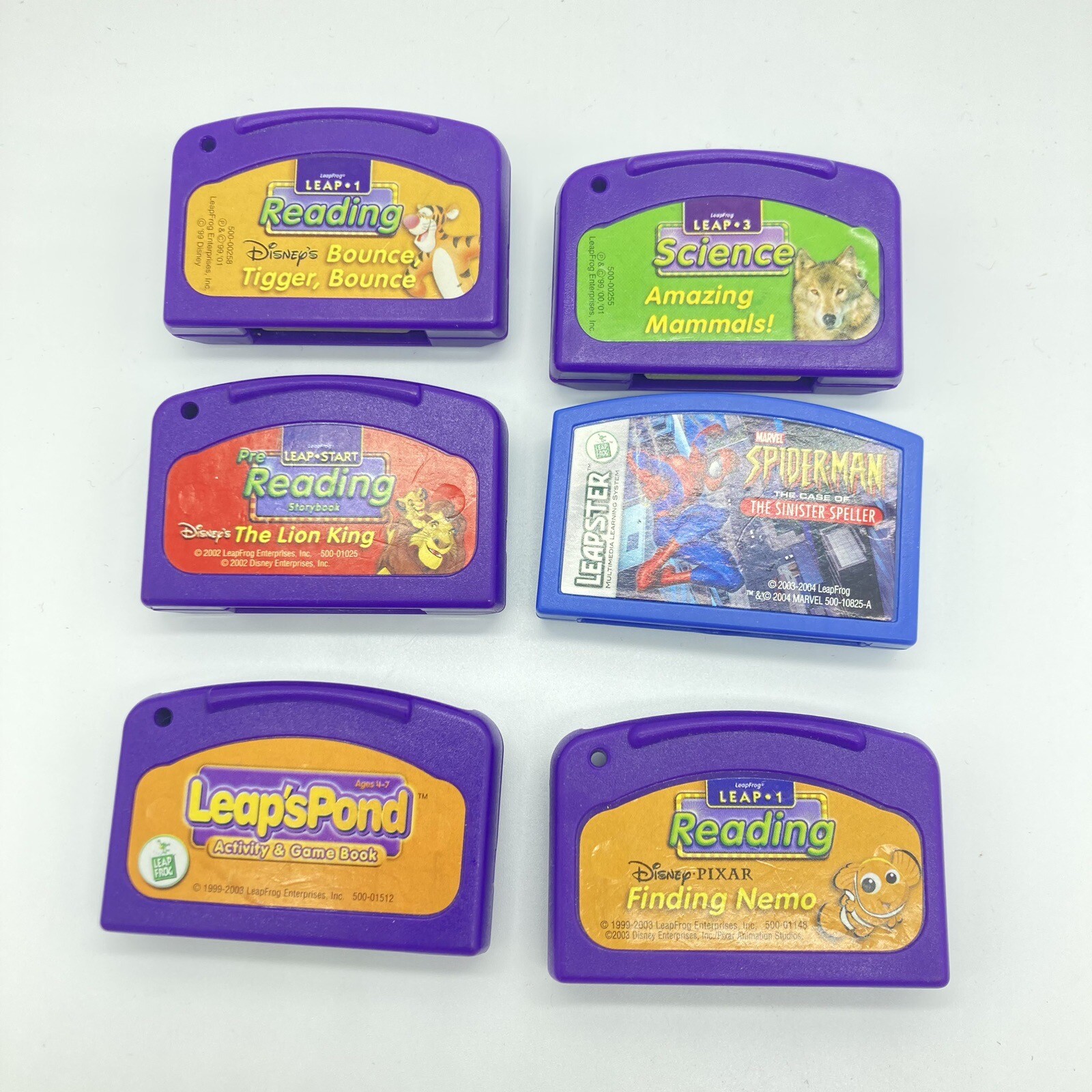 Leapfrog LeapPad cartridges Lot 6 Disney Spiderman The Lion King, Finding Nemo