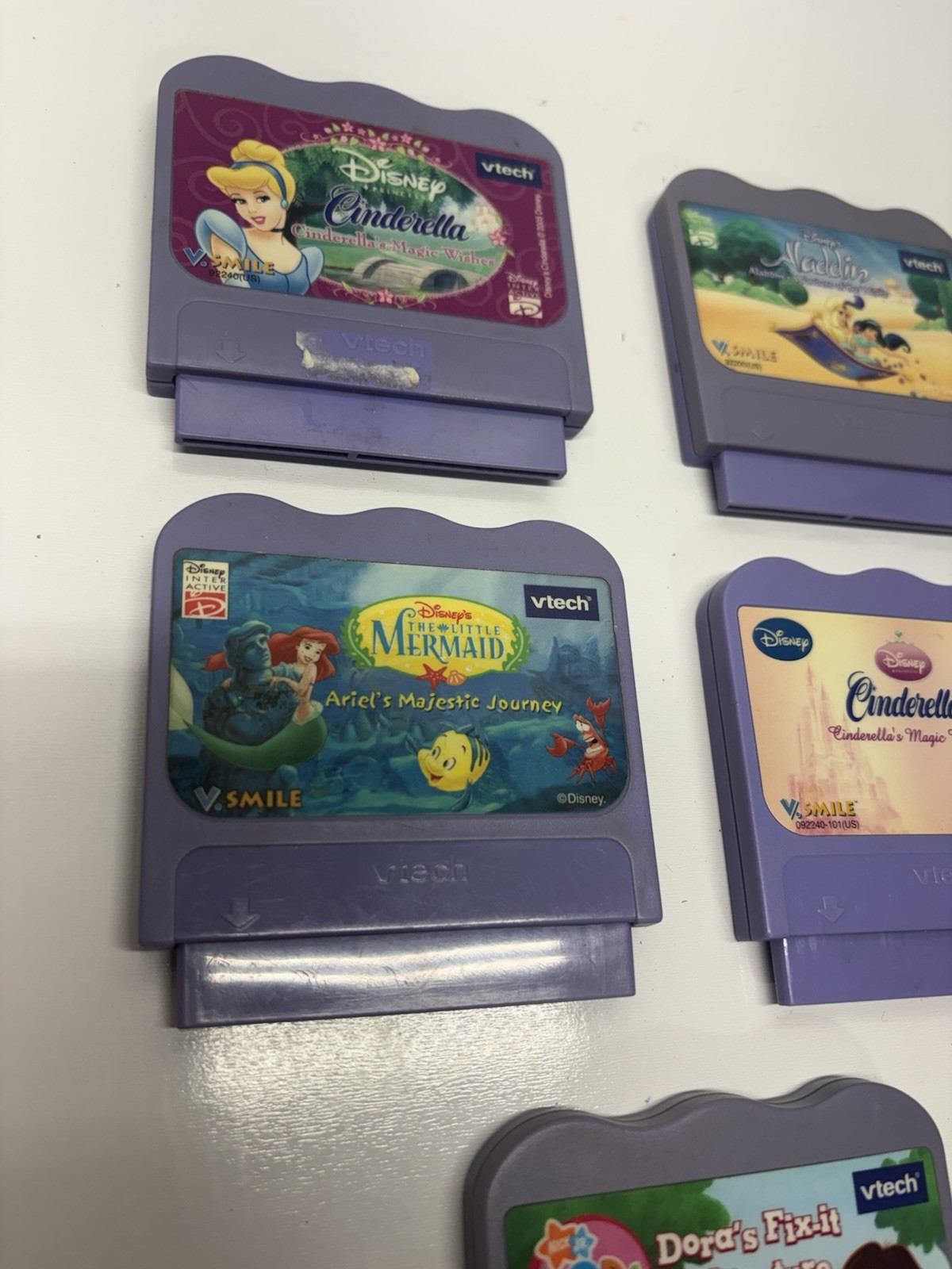 VTech V.Smile Disney Princess Game Lot Aladdin Cinderella Little Mermaid