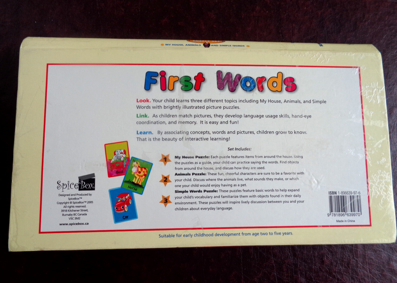FIRST WORDS Puzzle Set~House-Animals-Simple Words Early Childhood Development