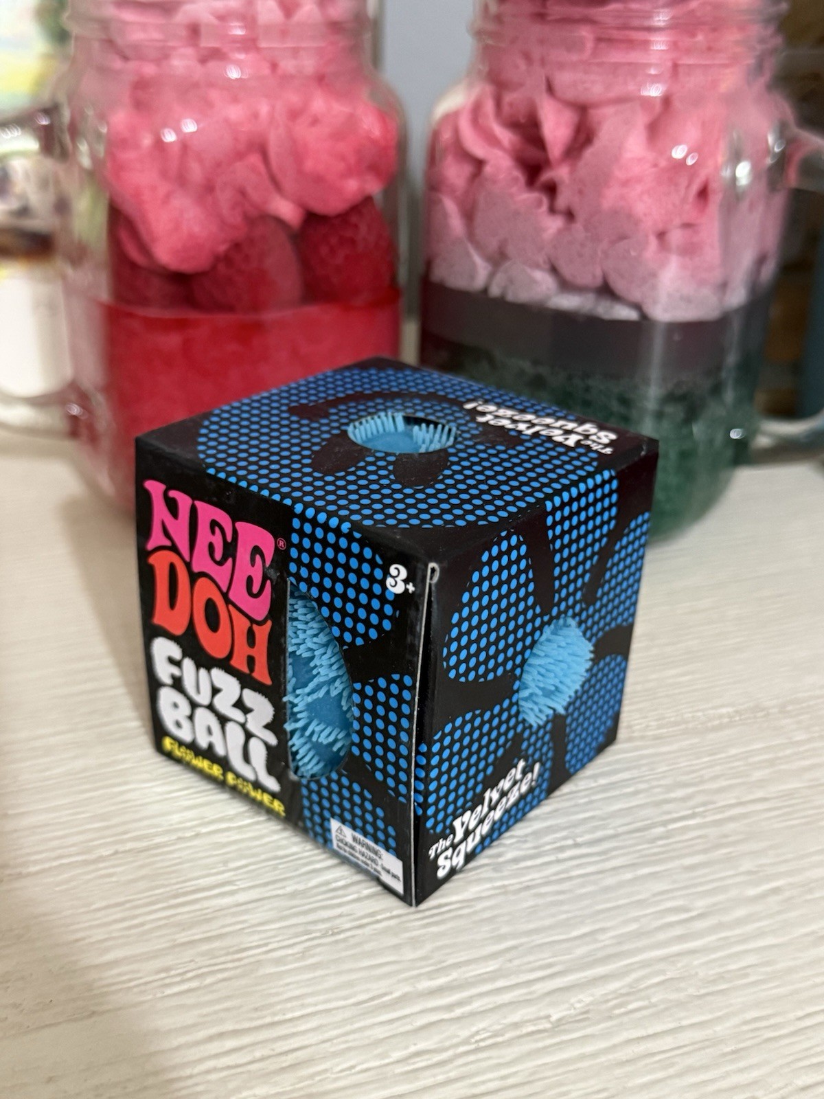 BLUE Needoh FUZZ BALL Flower Power Nee Doh Squishy NEE-DOH Fuzzball AUTHENTIC US
