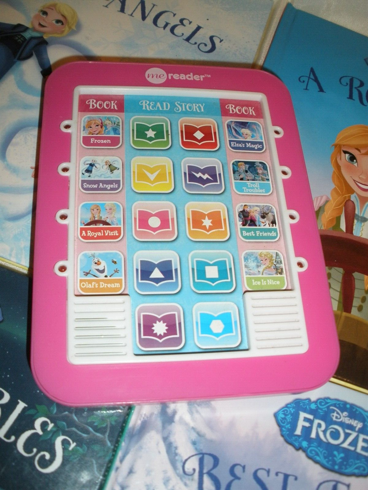 Story Me Reader Disney Frozen Device & 8 Books Tested Works Excellent Used Cond.