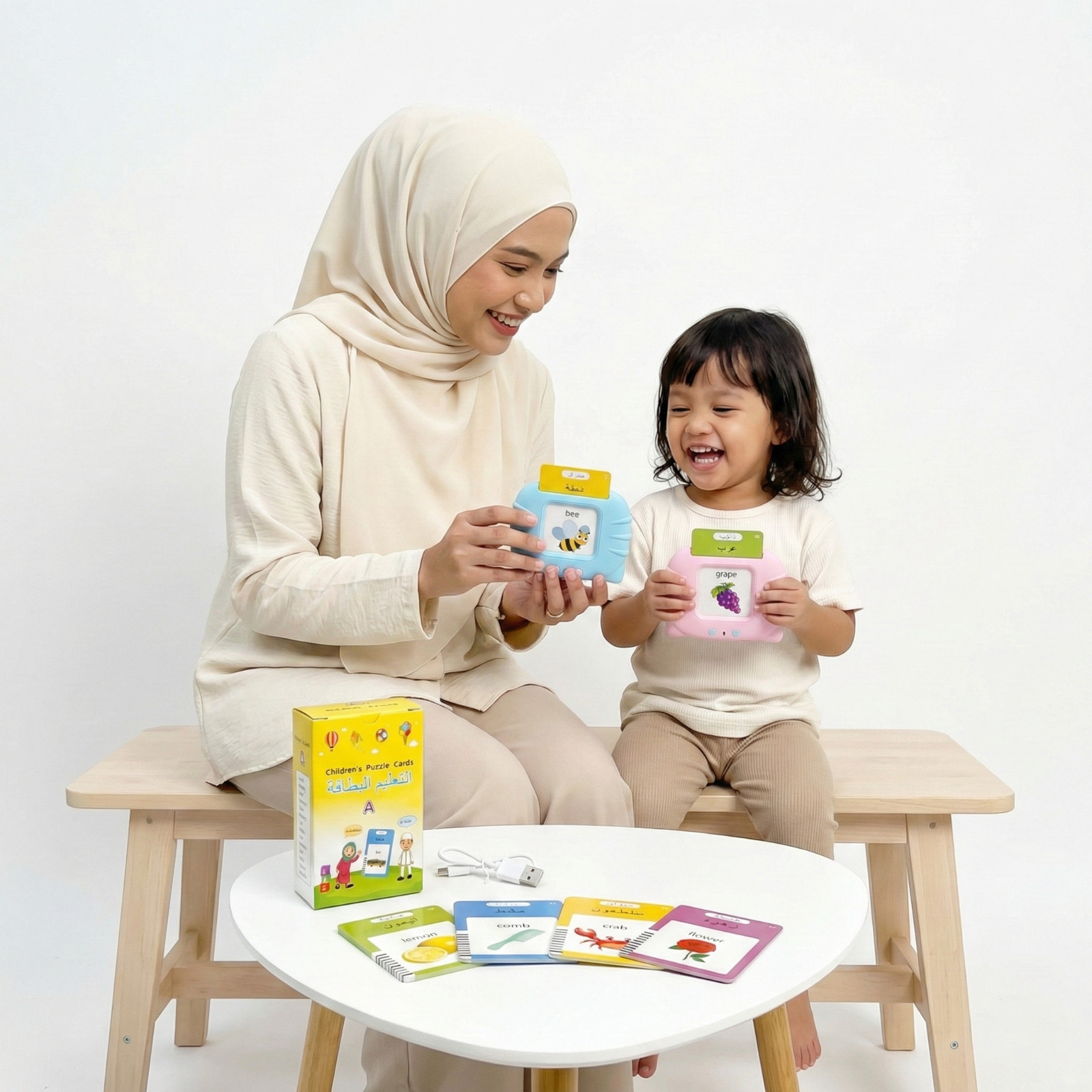 Arabic English Talking Flash Cards for Toddlers 510 Words Speech Learning Toy