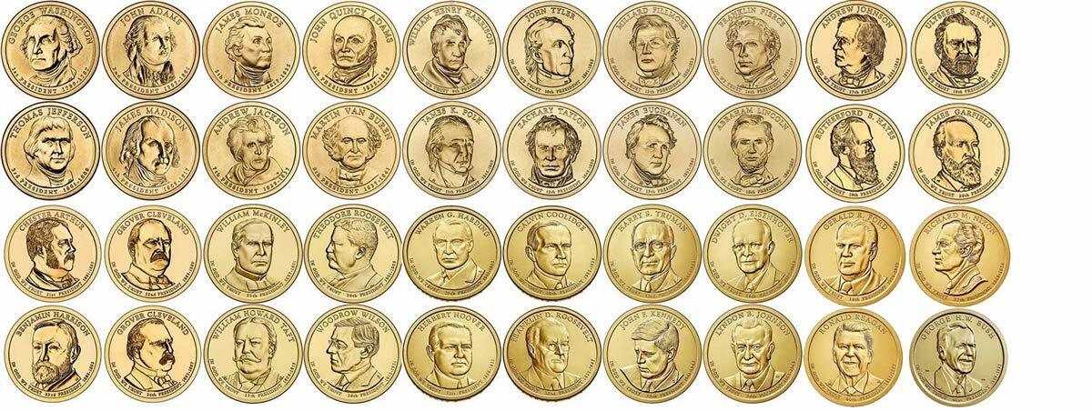 Presidential Dollar US “Golden” Coin Official Real President P & D Collectible