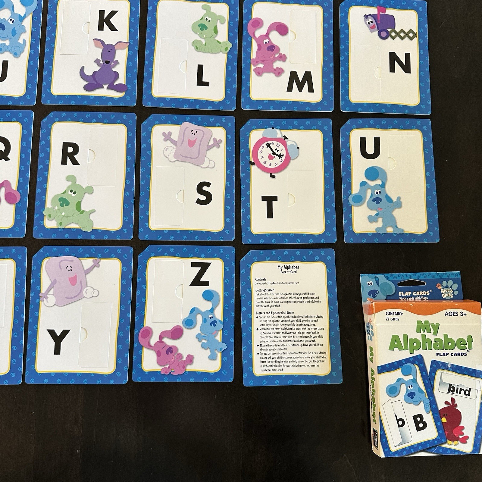 Vintage 2003 Blue Clues Flap Flash Cards With Flaps ABC My Alphabet Complete