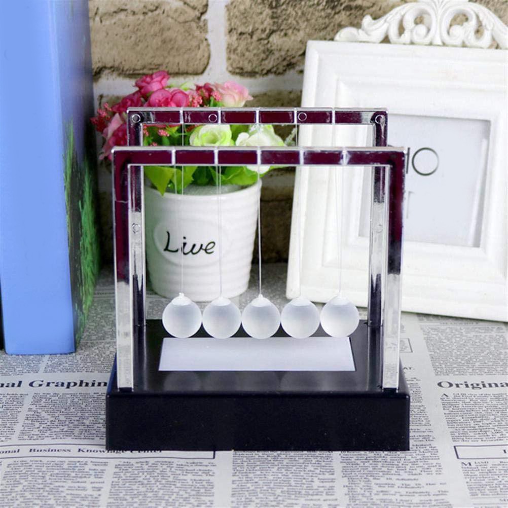 Newtons Cradle Fun Balance Balls Physics Science Desk Toy LED Light Home Decor